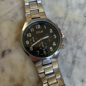 Swiss Hunter Black Dial Silver Watch